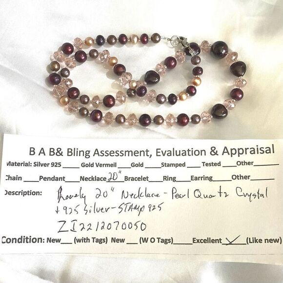 ZI# Striking Crystal, Quartz, Pearl & Silver Necklace - Picture 9 of 9